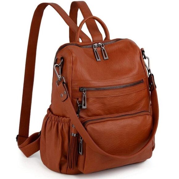 LMI Fashion Leather backpack-5 Tawny